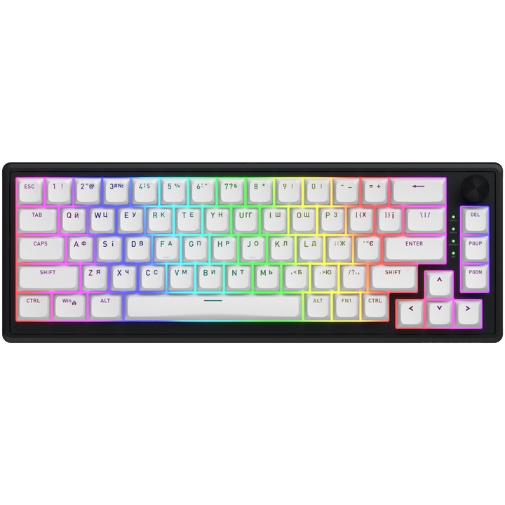 Tastatura gaming wireless Hator Skyfall Mag ULTIMA 8K, BT5.3, USB, 8000mAh, iluminare RGB cu posibilitatea decustomizare individuala, switch HATOR® Aurum Ice Magnetic linear, profil OMA, TFT screen 0.85", buton control multimedia, anulare zgomot, negru