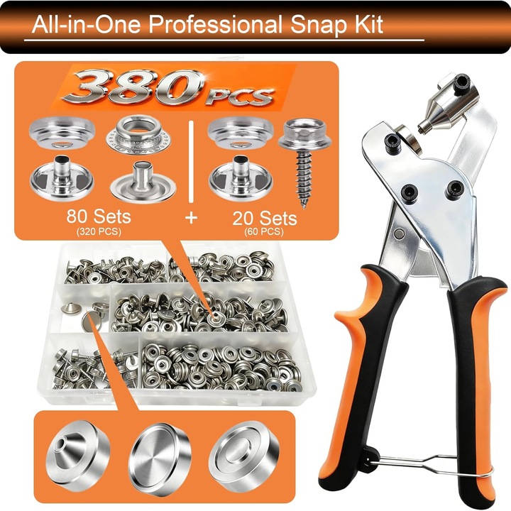 Lyukasztó fogó, Bedee, 380 kapcsos készlet, Ergonómikus, Narancssárga