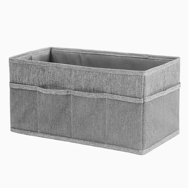 Tárolódoboz fém kerettel, konyhai, snackekhez, összecsukható Oxford poliészterből, hatékony rendszerezés, helytakarékos, 30 x 15 x 15 cm szürke