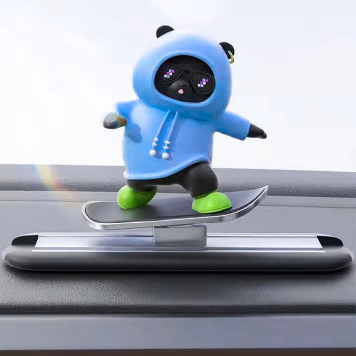 AMNIX Декоративна фигурка за кола, за таблото на автомобила с движение / танц / скейтборд, забавен аксесоар за кола, син