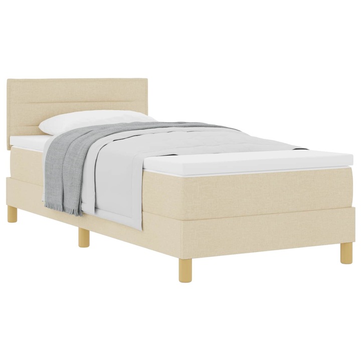 Boxspring ágy matraccal matracmal Krém 100 x 200 cm szövet, vidaXL, 3338823