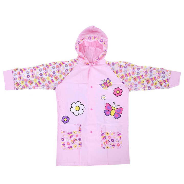 Детско наметало за дъжд, с поставка за раница, водоустойчиво, многоцветно, L