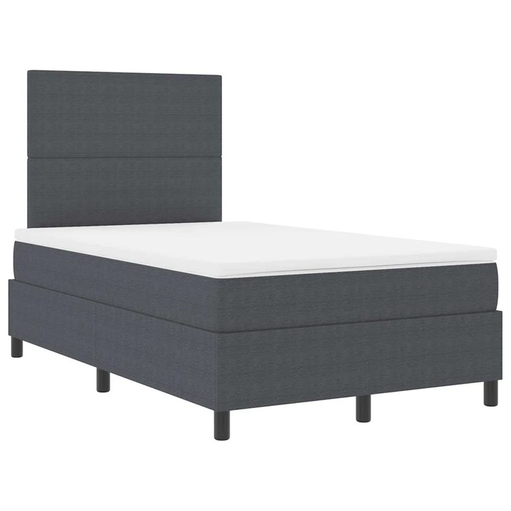 Pat cu arcuri cu headboard Gri inchis si alb 120 x 200 cm, vidaXL, 3337552