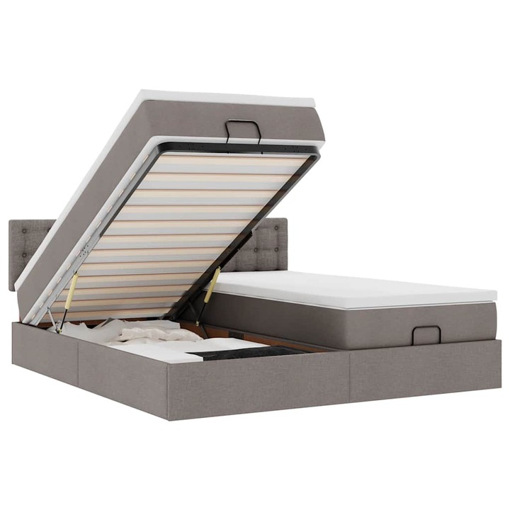 oszmán ágykeret matracokkal Taupe 160x200cm szövet, vidaXL, 3312033