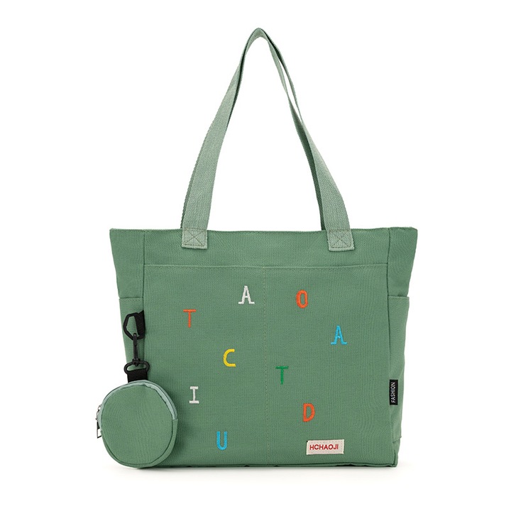 2 db-os szett Női Vászon Táska, Crossbody Női Táskák, ABC Hímzéses Design, Nagy Kapacitású - Crossbody Női Táskák és Pénztárca, mindennapi használatra és utazáshoz alkalmas, tökéletes ajándék