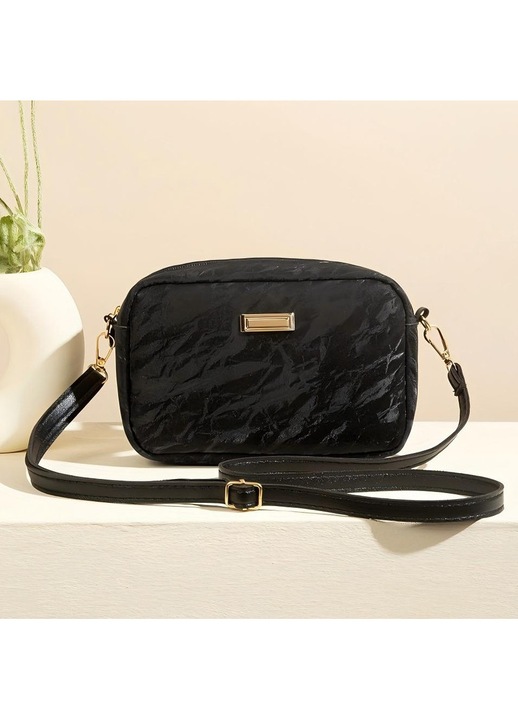 Geantă Dama Retro, LUXWTB, Geantă Crossbody negru, design textură reflectantă, capacitate mare