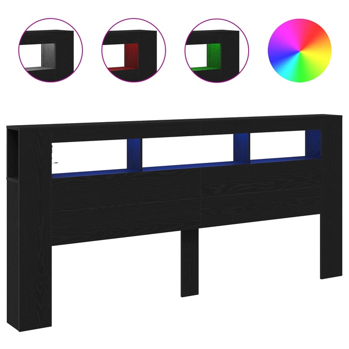 Tablie LED Stejar Negru 220 x vidaXL, 18, 5 x 103, 5 cm Lemn compozit, 863117