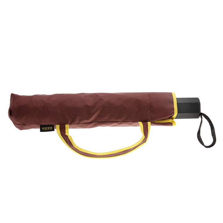 Преносим, водоустойчив сгъваем чадър за слънце и дъжд, цвят кафе, компактни размери