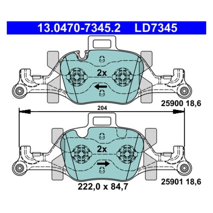Set Placute Frana 13.0470-7345.2 Bmw 2/3/3 Touring/4/4 Gran/5/5 Touring/6 Gran Turismo/7/X3/X4/X5/X6/I4
