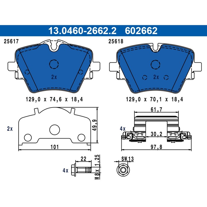 Set Placute Frana 13.0460-2662.2 Bmw 2 Active/X1/X2 Mini Mini Countryman