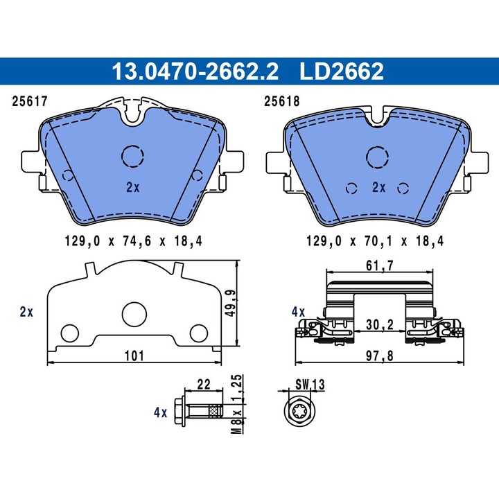 Set Placute Frana 13.0470-2662.2 Bmw 2 Active/X1/X2 Mini Mini Countryman