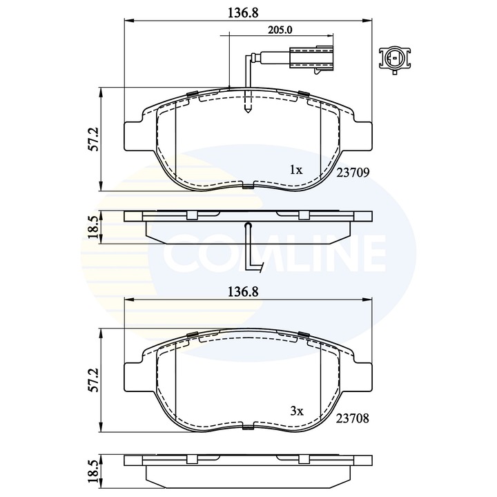 Комплект накладки за дискови спирачки CBP11038 Abarth 500C / 595C / 695C Chrysler Delta Fiat Bravo 2/Doblo/Fiorino/Idea/Multipla