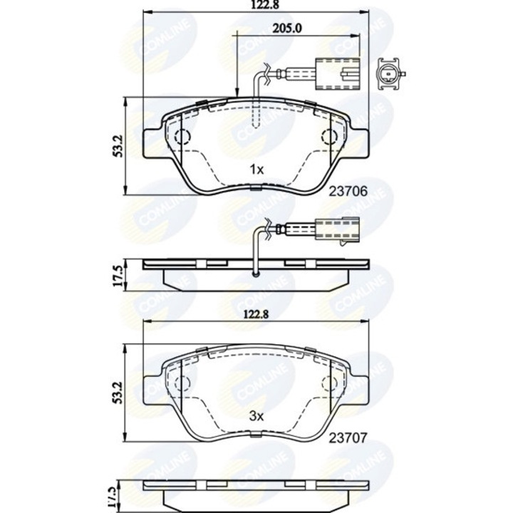 Комплект накладки, дискови спирачки Cbp11037 Abarth 500C / 595C / 695C Alfa Romeo Mito Citroën Nemo Fiat 500/500 C/Bravo 2/Idea