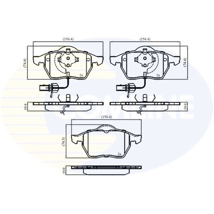 Комплект накладки, дискови спирачки Cbp11025 Audi A4 B5/A4 B6/A4 B7/A6 C5 Ford Galaxy 1 Seat Alhambra Skoda Superb 1 Vw Sharan