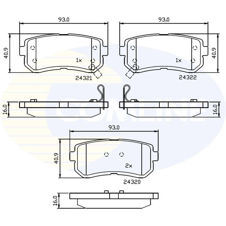 Комплект накладки, дискова спирачка Cbp32016 Hyundai Accent 3/Kona/I20 1/I30/Ix20/Ix35 Kia Cee'D/Picanto 2/Pro Cee'D/Rio 2
