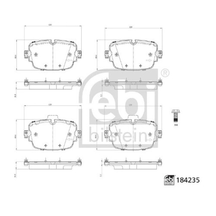 Fékbetét készlet, tárcsafék, hátsó tengely 184235 Audi A6 C8/A7/A8 D5/Q7/Q8