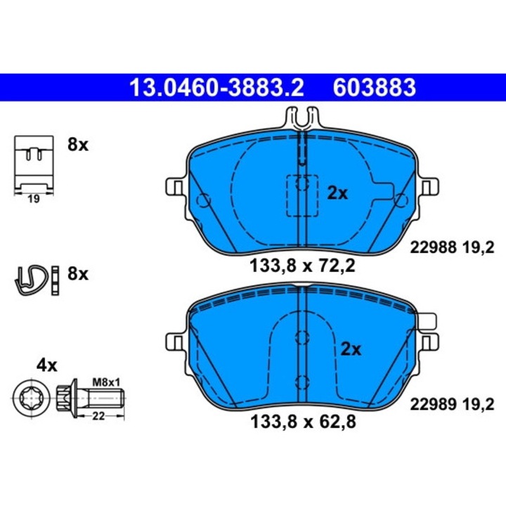 Fékbetét készlet, tárcsafék 13.0460-3883.2 Mercedes-Benz A-osztály/B-osztály/Cla/Cla Shooting Brake/Gla
