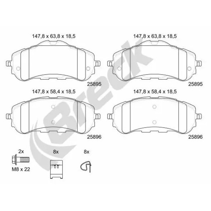 Комплект накладки, дискова спирачка 258950070100 Citroën Berlingo Opel Combo Peugeot 3008 2/308/308 2/308 3/308 Sw 2/308 Sw 3