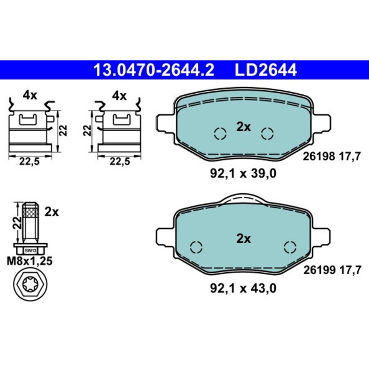 Set Placute Frana 13.0470-2644.2 Citroën C4 10/C4 3 Ds Ds 3 / Ds 3 Crossback Opel Corsa F/Mokka Peugeot 208 2