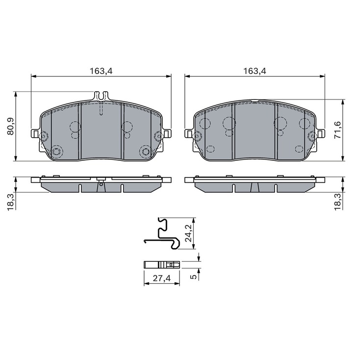 Fékbetét készlet, tárcsafék 0986460282 Mercedes-Benz C-osztály/C-osztály All-Terrain/C-osztály T-modell/E-osztály/Glc