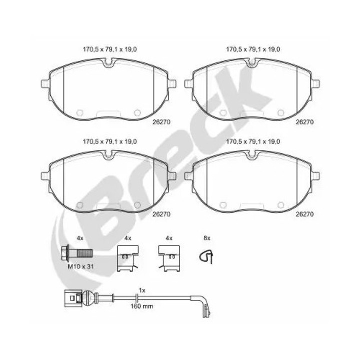 Fékbetét készlet, tárcsafék 262700070300 VW California T6/Multivan T6/Transporter T6/Transporter T6 / Caravelle T6