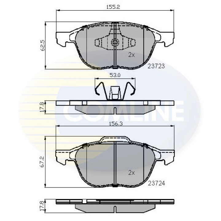 Комплект накладки, дискови спирачки Cbp01323 Ford C-Max/C-Max 2/Ecosport/Focus 2/Focus 3/Focus C-Max/Kuga 1/Kuga 2 Mazda 3/5