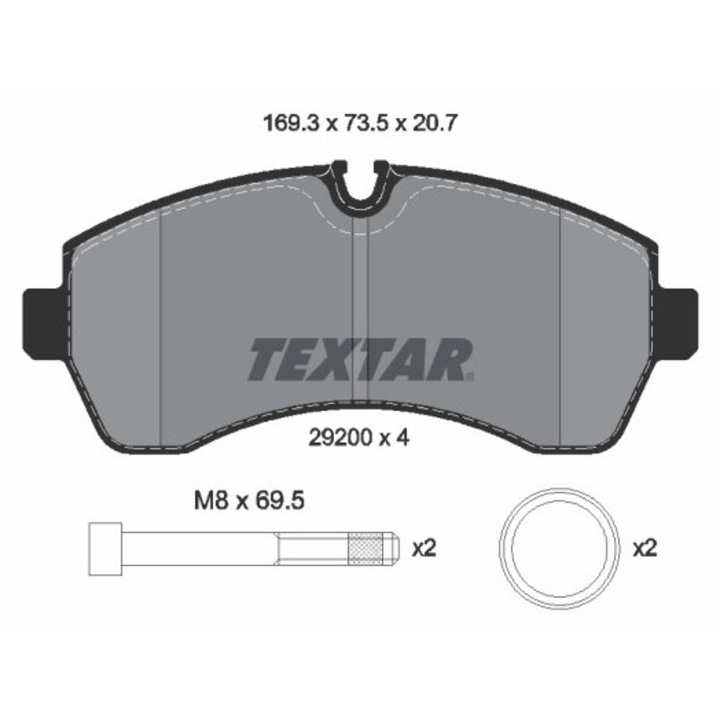 Комплект накладки, дискова спирачка 2920006 Freightliner Sprinter 1500 пътнически/Sprinter 2500 пътнически/Sprinter 3500Xd кабина и