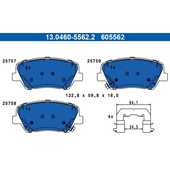 Set Placute Frana 13.0460-5562.2 Hyundai Grandeur/Nexo Kia Carens 4/Sorento 3