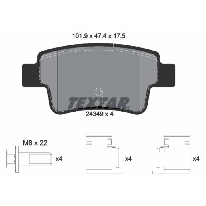 Fékbetét készlet, tárcsafék 2434901 Abarth Grande Punto Fiat Grande Punto/Punto/Punto Evo
