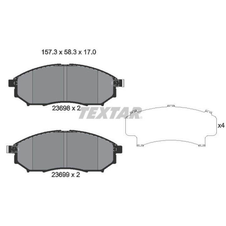 Fékbetét készlet, Tárcsafék 2369803 Infiniti Ex/G/M/M35/M37/M45/Q40/Q45 3/Q60/Q70/Qx50 1 Nissan Navara Np300 Pick-Up