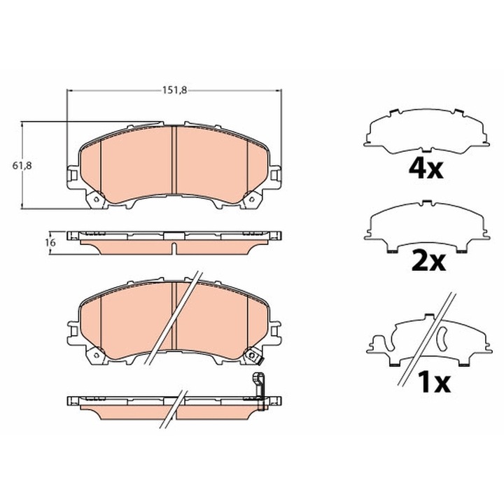 Fékbetét készlet, Tárcsafék Gdb2222 Infiniti Q50/Q60/Qx50 1/Qx50 2 Nissan 10-Trail/10-Trail 3