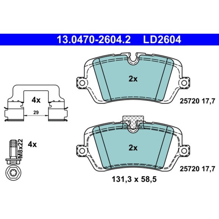 Fékbetét készlet, Tárcsafék 13.0470-2604.2 Land Rover Defender/Discovery 5/Range Rover 4/Range Rover Sport 2