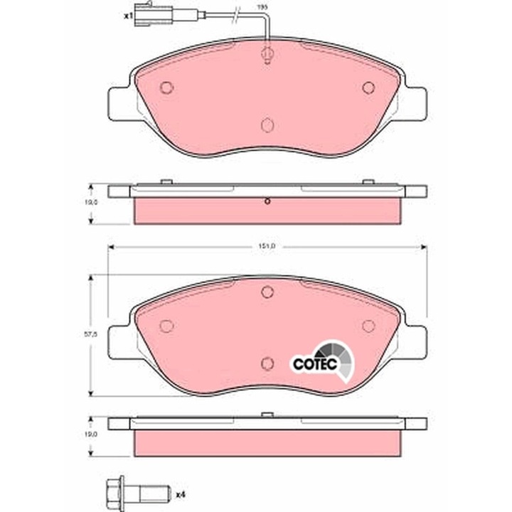 Fékbetét készlet, tárcsafék Gdb1484 Alfa Romeo Mito Fiat Bravo 2/Stilo/Stilo Multi Lancia Delta 3/Lybra