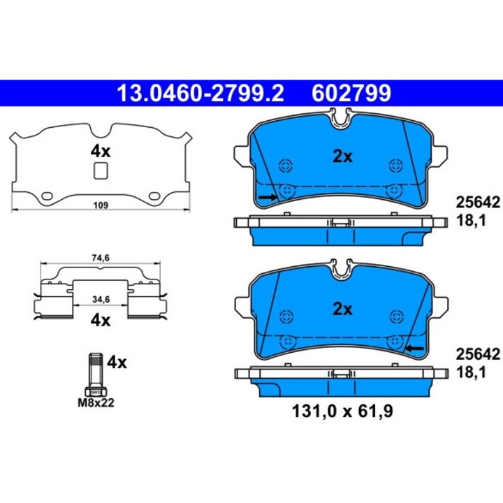 Set Placute Frana 13.0460-2799.2 Porsche Macan