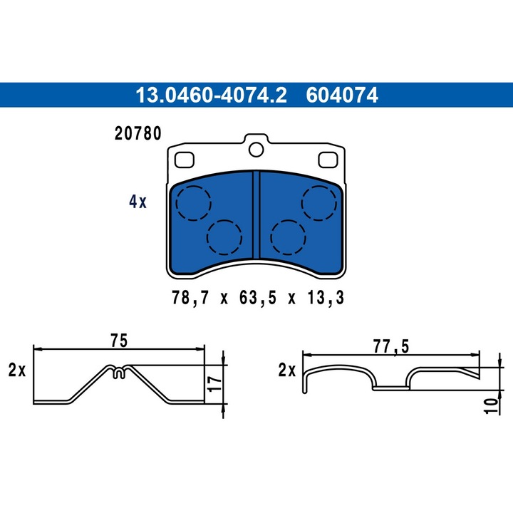 Set Placute Frana 13.0460-4074.2 Piaggio Porter