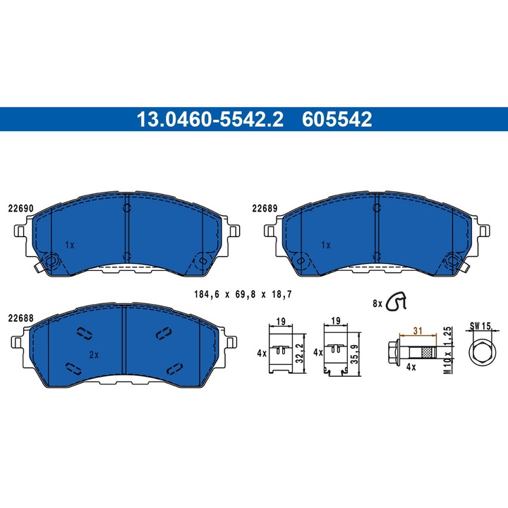 Set Placute Frana 13.0460-5542.2 Ford Ranger