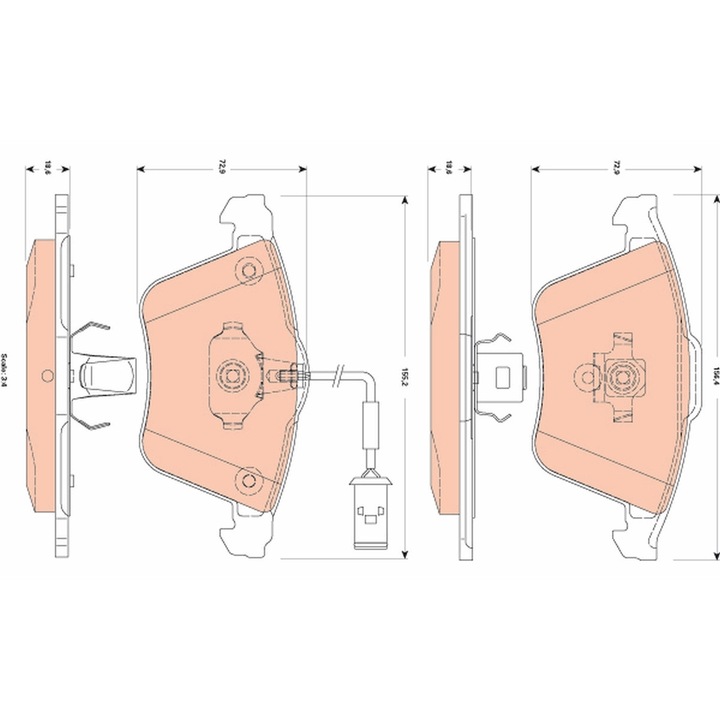 Fékbetét készlet, tárcsafék Gdb1832 Volvo S40 2/V50