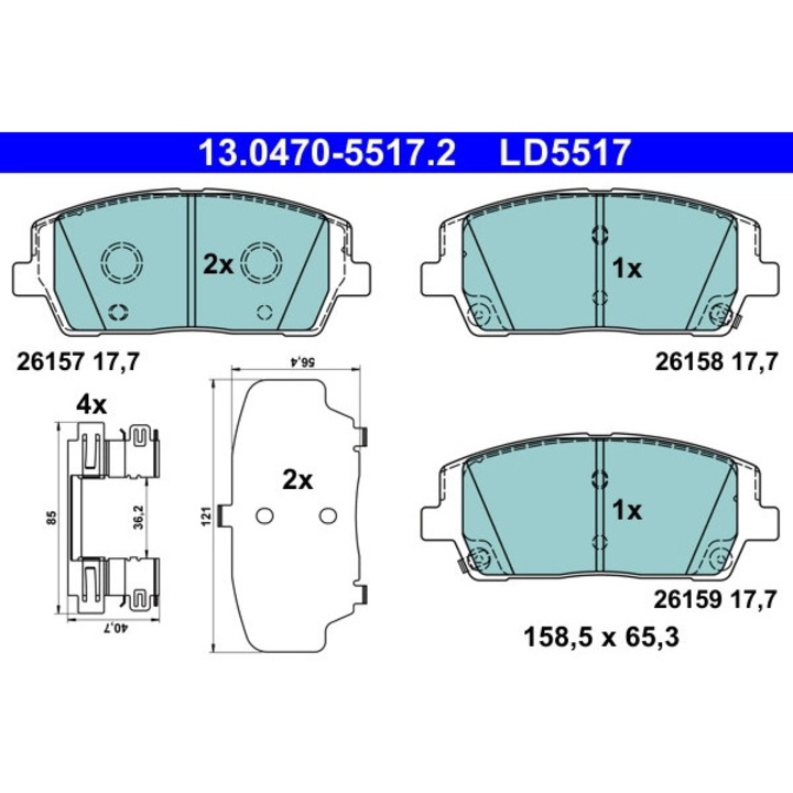 Fékbetét készlet, Tárcsafék 13.0470-5517.2 Hyundai Santa Fe 4 Kia Sorento 3