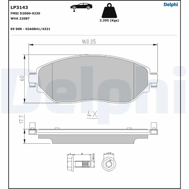 Fékbetét készlet, tárcsafék Lp3143 Fiat Talento Nissan Nv300/Primastar Opel Vivaro B Renault Trafic 3 Vauxhall Vivaro B