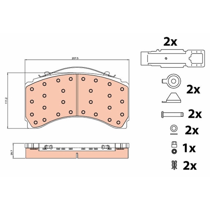 Fékbetét készlet, tárcsafék Gdb5117 Man Tgs 1 Mercedes-Benz Actros/Actros Mp4 / Mp5/Antos/Arocs/Atego/Axor/Axor 2