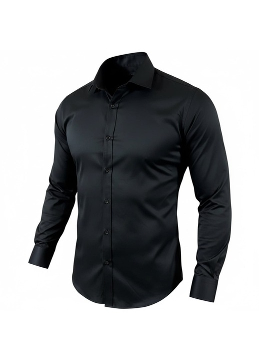 Camasa barbateasca, EGO, slim fit, elastica, neagra, bumbac 80%, M INTL