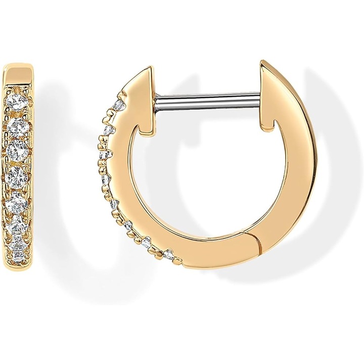 Cercei dama aur 14K cu zirconiu, 12mm, set elegant