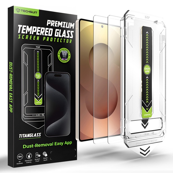 Pachet 2 buc Folie Sticla pentru Samsung Galaxy S26 Ultra Daden TitanGlass, Kit de instalare usoara si rapida cu dispozitiv de potrivire automata, Protectie Profesionala, Ultra Rezistenta, Transparenta