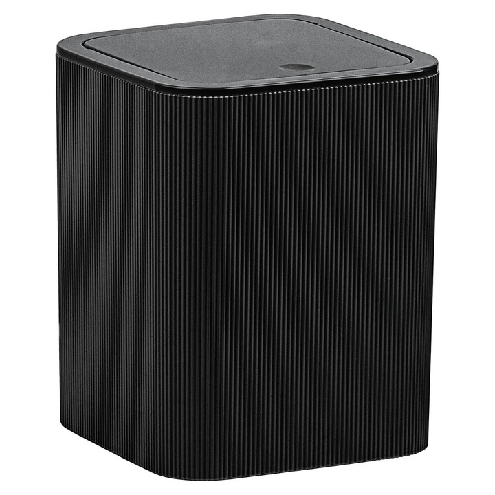 Szemeteskuka, Okyanus Home Diva OKY-500, műanyag, téglalap alakú, fekete, 5 L