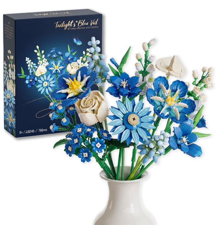 Set de constructie flori, Excitat®, 766buc, Bulbi de Tulpa, trandafiri, ABS, Cadou pentru Ziua Indragostitilor, （Vaza nu este inclusa）