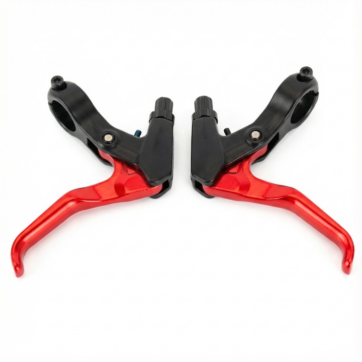 Kerékpár fékkarok, 2 darabos készlet, alumíniumötvözet konstrukció, rozsdaálló, ergonomikus markolatok, 22.2mm, piros, 135x95mm