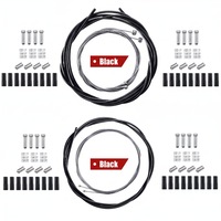 Set cabluri frana si schimbator universal bicicleta, kit complet cu fuste si 8 capete cablu, pentru trekking, drum si e-biciclete, lungimi 2m/2.5m, otel inoxidabil anti-rugina, negru/argintiu