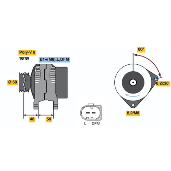 Generátor / Alternátor 0986045310 Seat Altea/Ibiza 4/Leon/Toledo 3 Skoda Octavia 2 Vw Golf 5/Golf 6/Golf Plus 5/Polo