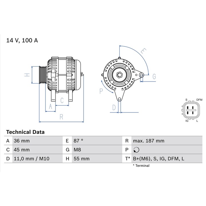Generátor / Alternátor 0986046120 Toyota Avensis/Camry