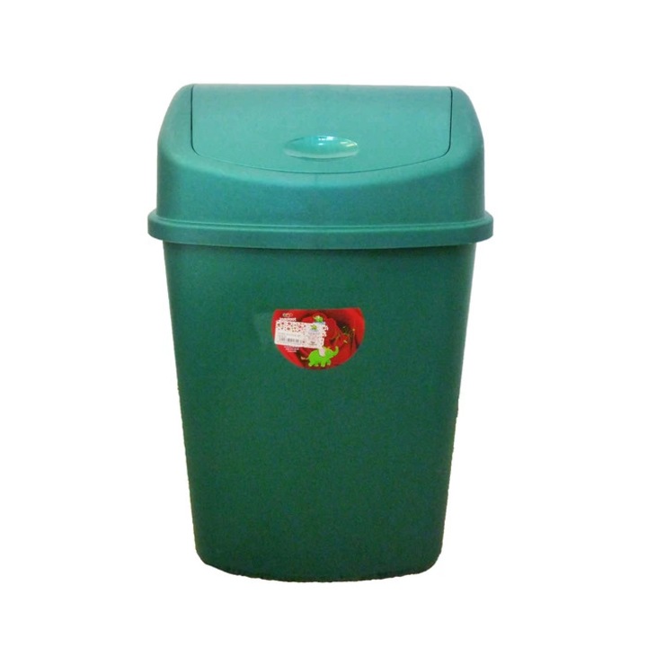 Kuka, Plastina Lotus, billenő fedél, műanyag, téglalap alakú, zöld, 35 L